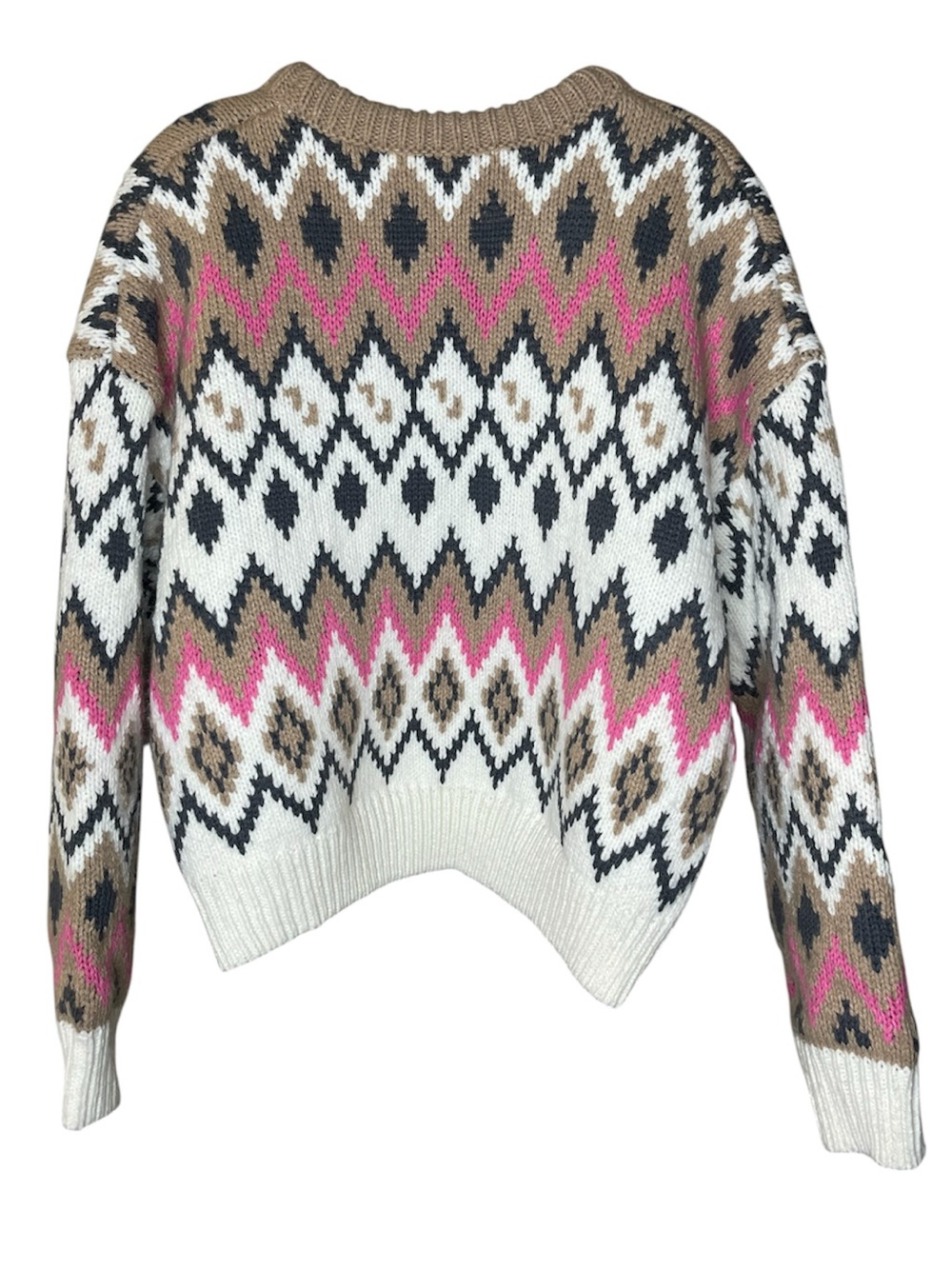 Primark Women's Crewneck Sweater - White, Tan & Pink Sz M - Picture 2 of 4